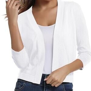 NWOT ~ Thin White Short Cardigan Shrug Bolero Sweater ~ Women's Size SMALL